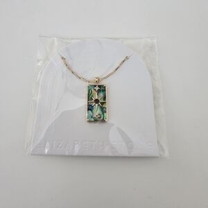 Elizabeth Stone Starman Pendant Necklace - Abalone/Onyx - NWT